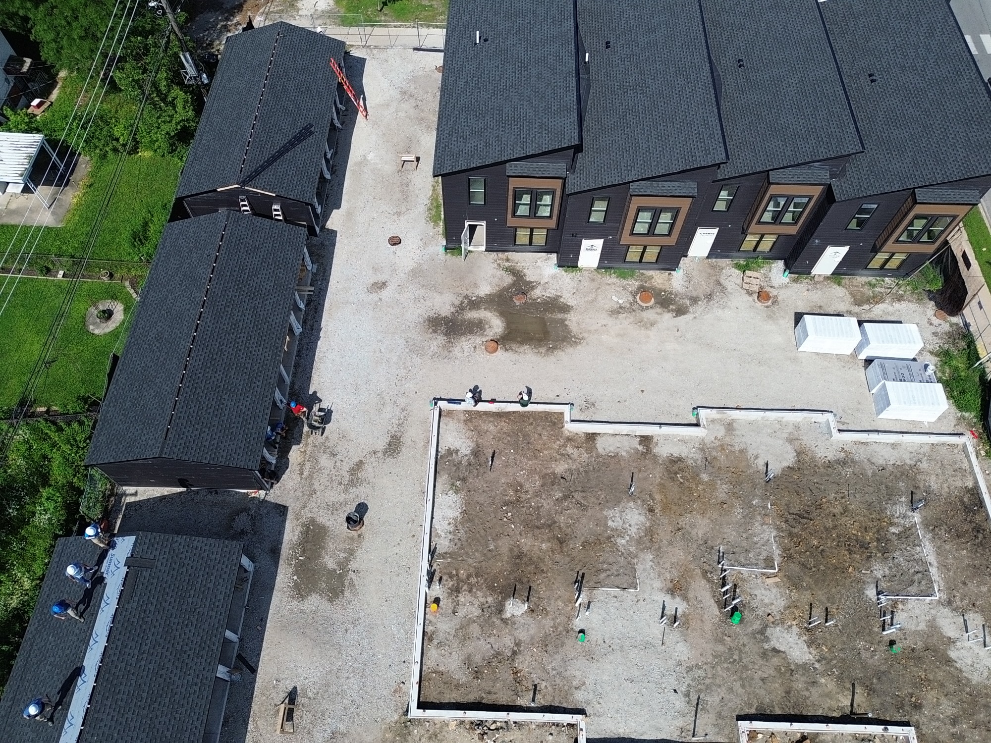 Aerial townhouse development under construction