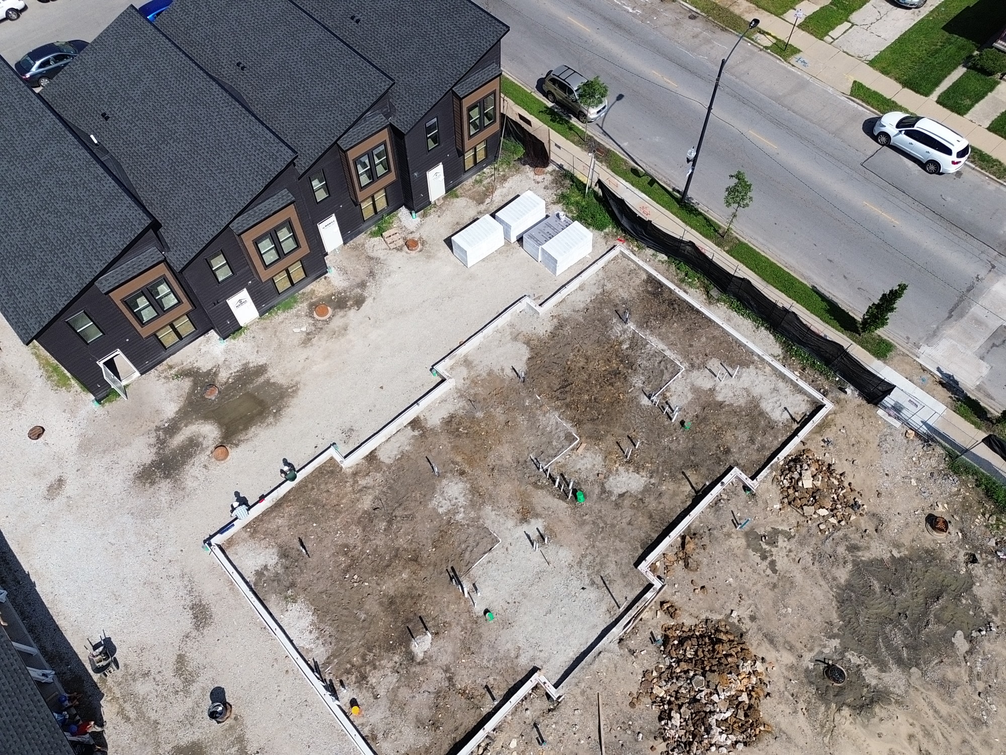 Aerial foundation and new construction framing